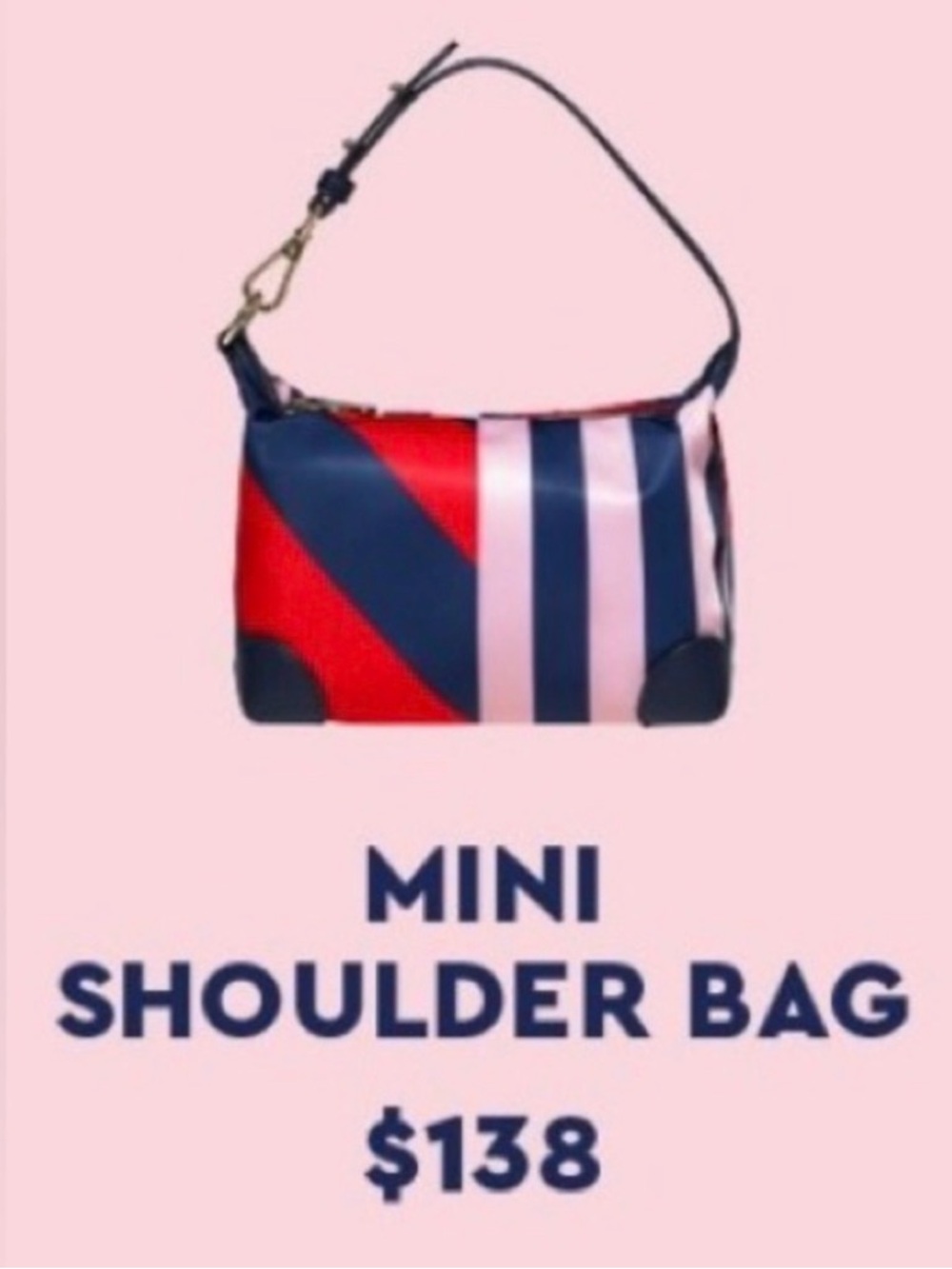 NWT Stoney Clover Lane x Prep Rally Mini Shoulder Bag Rugby Stripes Navy preppy - Picture 3 of 8